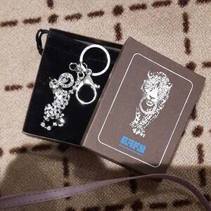 Genuine EFFY Sparkling Leopard Keychain Keyfob- Silver Rhinestone Charm GIFT 🎁